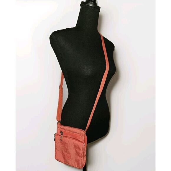 Kipling El Dorado MINI Crossbody Bag Purse Wallet 7 x 6 Nylon Coral - Picture 2 of 8